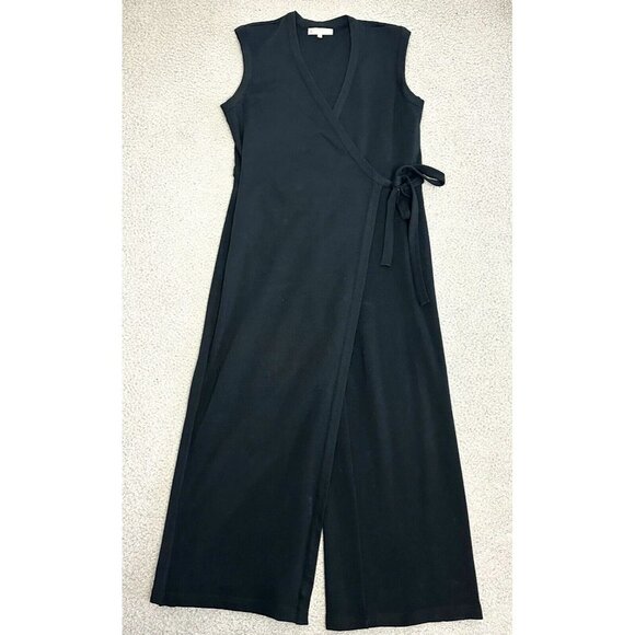 INDIGENOUS Organic Pima Cotton Wrap Jumpsuit Black Fair Trade Retails $148 - Picture 3 of 16